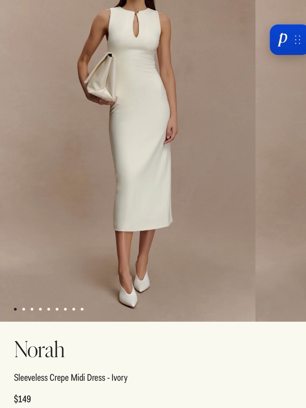 Meshki Ivory Keyhole Midi Dress
